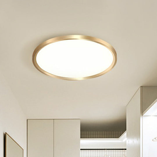 Gold Circle Bedroom Ceiling Flush Mount Led Light With Acrylic Simplicity