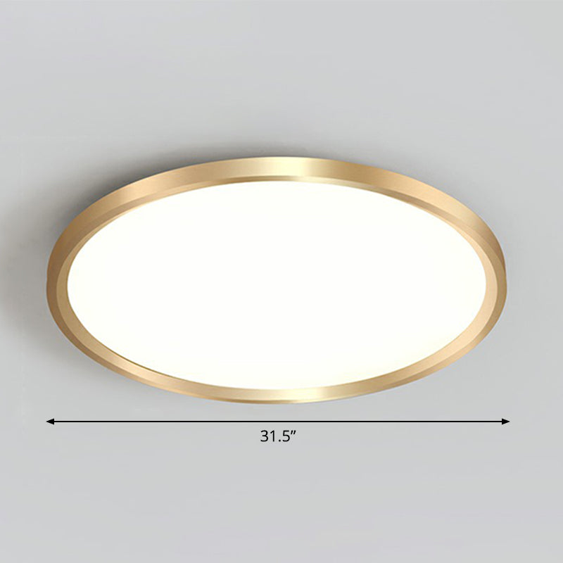 Gold Circle Bedroom Ceiling Flush Mount Led Light With Acrylic Simplicity / 31.5 White