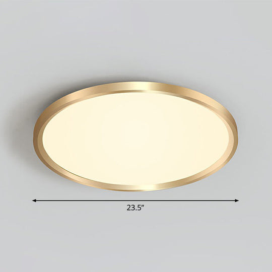 Gold Circle Bedroom Ceiling Flush Mount Led Light With Acrylic Simplicity / 23.5’ Warm
