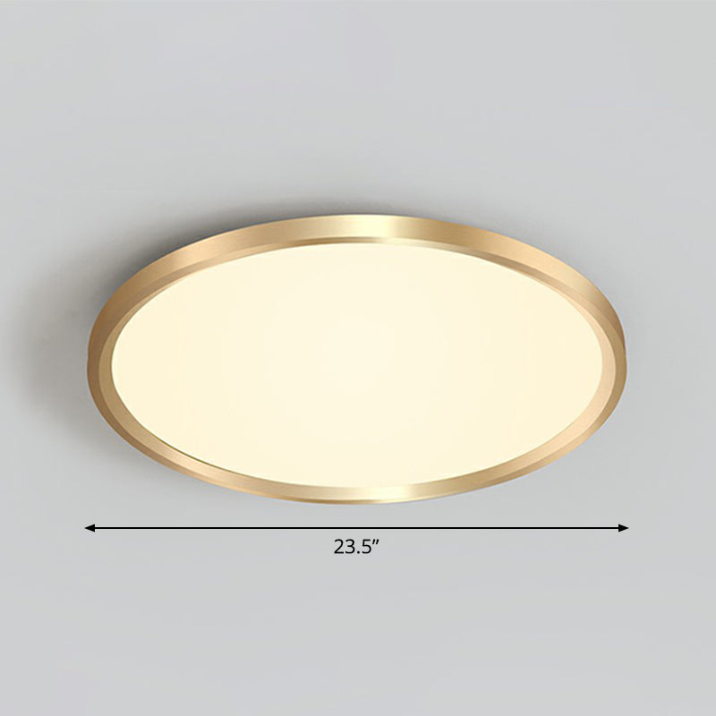 Gold Circle Bedroom Ceiling Flush Mount Led Light With Acrylic Simplicity / 23.5 Warm