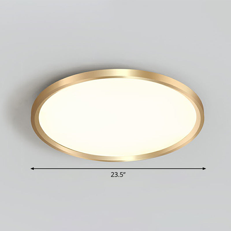 Gold Circle Bedroom Ceiling Flush Mount Led Light With Acrylic Simplicity / 23.5 Remote Control