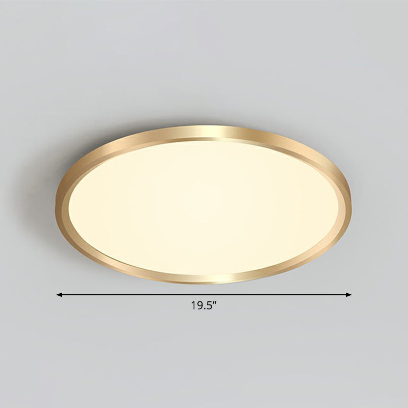 Gold Circle Bedroom Ceiling Flush Mount Led Light With Acrylic Simplicity / 19.5’ Warm