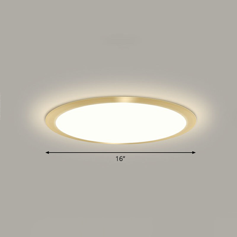 Minimalist Flat Led Flush Mount Ceiling Light For Bedroom - Acrylic Fixture Gold / 16’ Remote