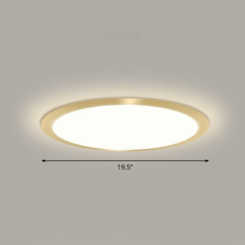 Minimalist Flat Led Flush Mount Ceiling Light For Bedroom - Acrylic Fixture Gold / 19.5 Remote