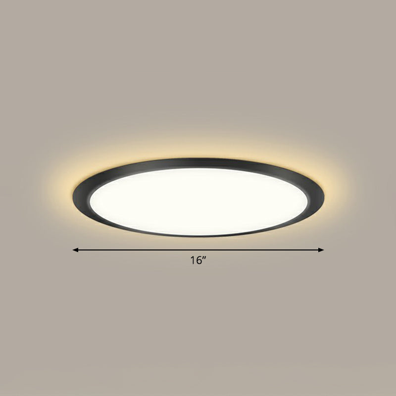 Minimalist Flat Led Flush Mount Ceiling Light For Bedroom - Acrylic Fixture Black / 16’ Warm