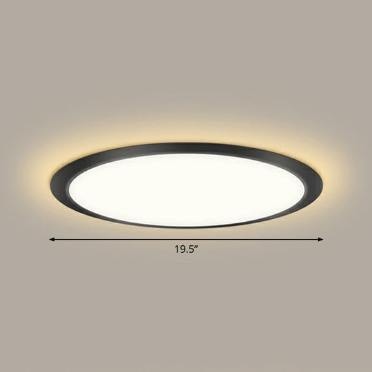 Minimalist Flat Led Flush Mount Ceiling Light For Bedroom - Acrylic Fixture Black / 19.5’ Warm