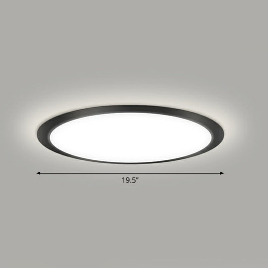 Minimalist Flat Led Flush Mount Ceiling Light For Bedroom - Acrylic Fixture Black / 19.5’ White