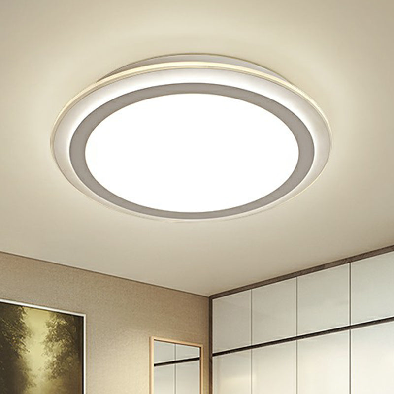 Nordic Acrylic Led Ceiling Light - White Disc Flush Mount Ideal For Office Spaces / 12.5’