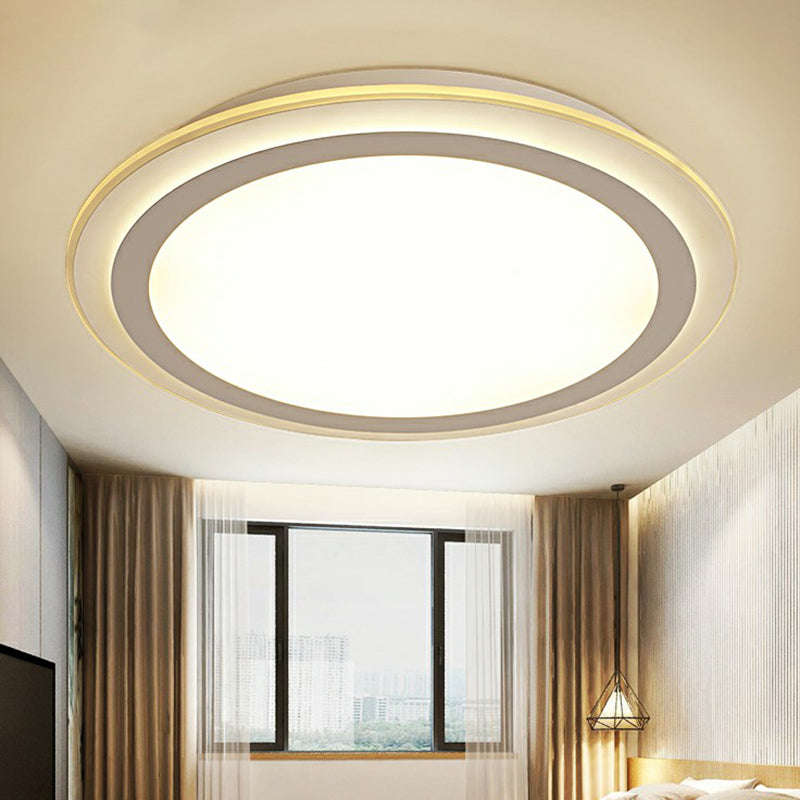 Nordic Acrylic Led Ceiling Light - White Disc Flush Mount Ideal For Office Spaces / 12.5 Warm
