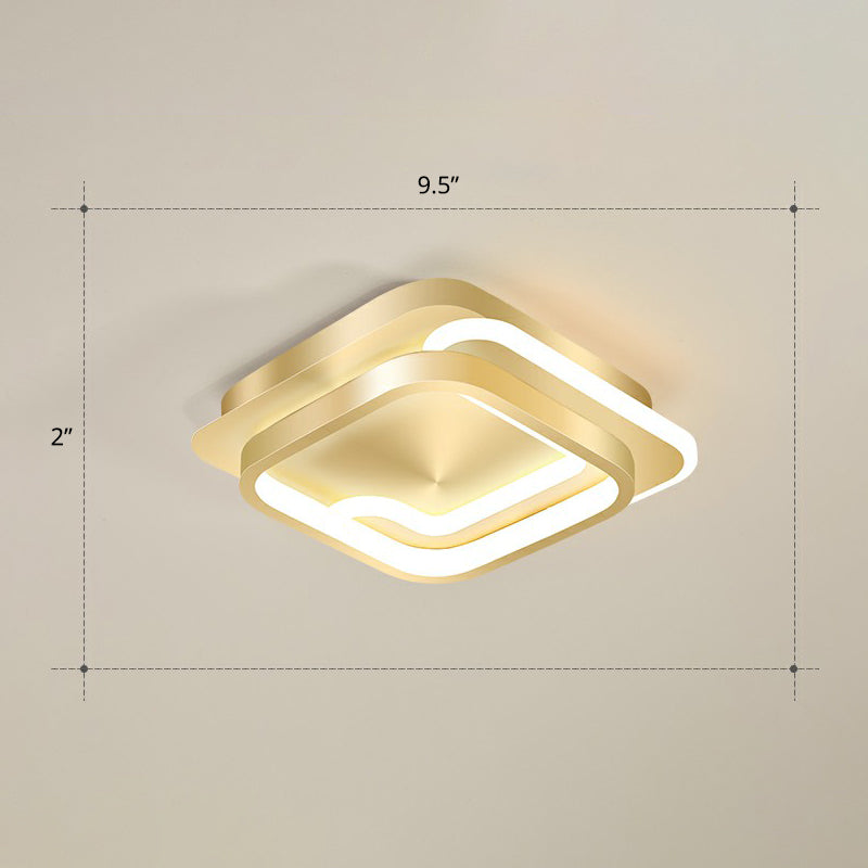 Modern Geometric Led Ceiling Light Fixture For Hallway - Minimalist Acrylic Design Gold / Warm