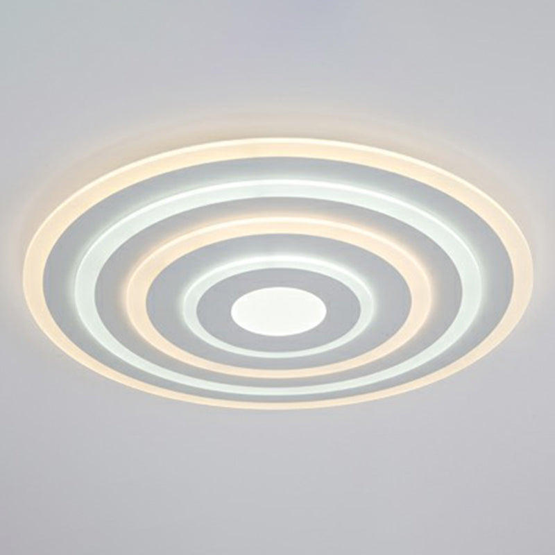 Simple Style Led Flush Ceiling Light For Bedroom - White Acrylic Round Flushmount / 16 Inner Outer