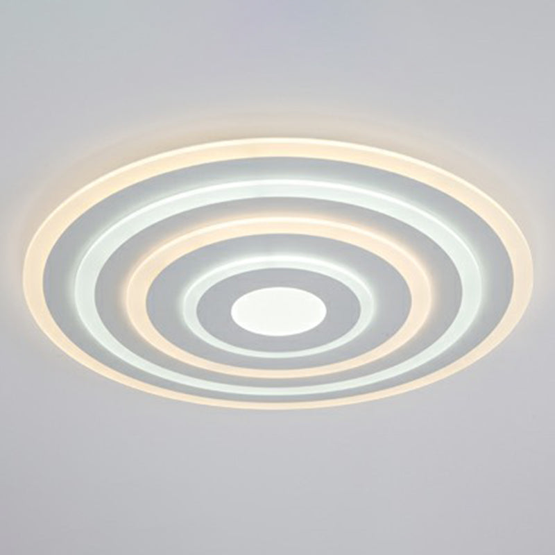 Simple Style Led Flush Ceiling Light For Bedroom - White Acrylic Round Flushmount / 23.5’ Inner