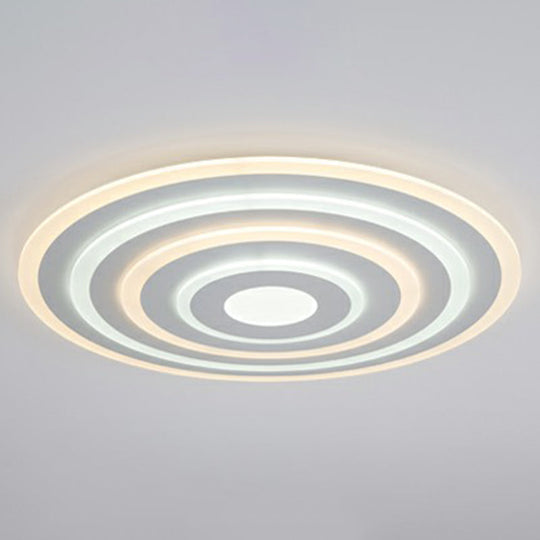 Simple Style Led Flush Ceiling Light For Bedroom - White Acrylic Round Flushmount / 31.5’ Inner