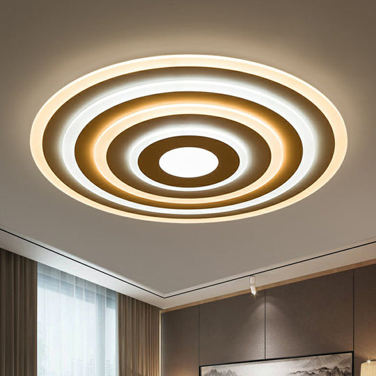 Simple Style Led Flush Ceiling Light For Bedroom - White Acrylic Round Flushmount