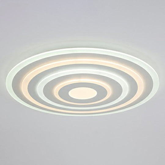 Simple Style Led Flush Ceiling Light For Bedroom - White Acrylic Round Flushmount / 16 Third Gear