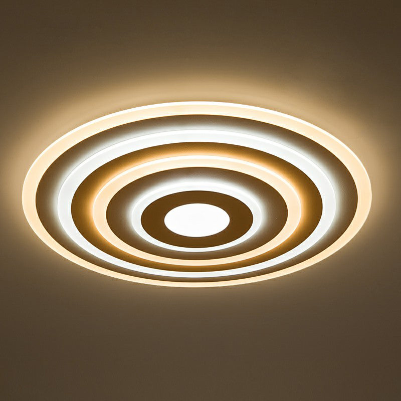 Simple Style Led Flush Ceiling Light For Bedroom - White Acrylic Round Flushmount