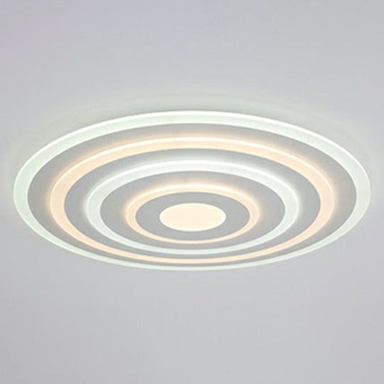 Simple Style Led Flush Ceiling Light For Bedroom - White Acrylic Round Flushmount / 23.5’ Third Gear