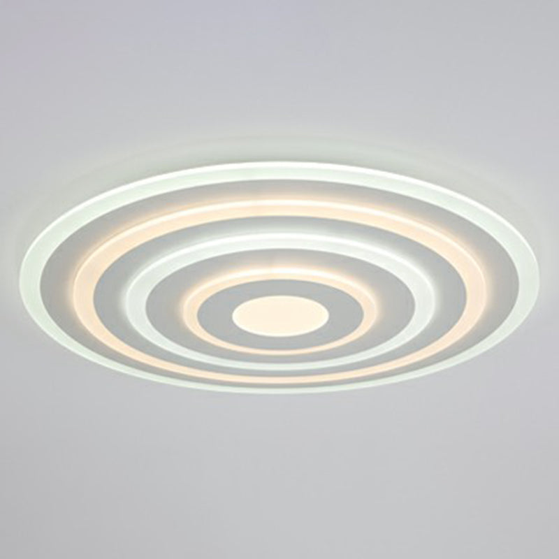 Simple Style Led Flush Ceiling Light For Bedroom - White Acrylic Round Flushmount / 31.5 Third Gear