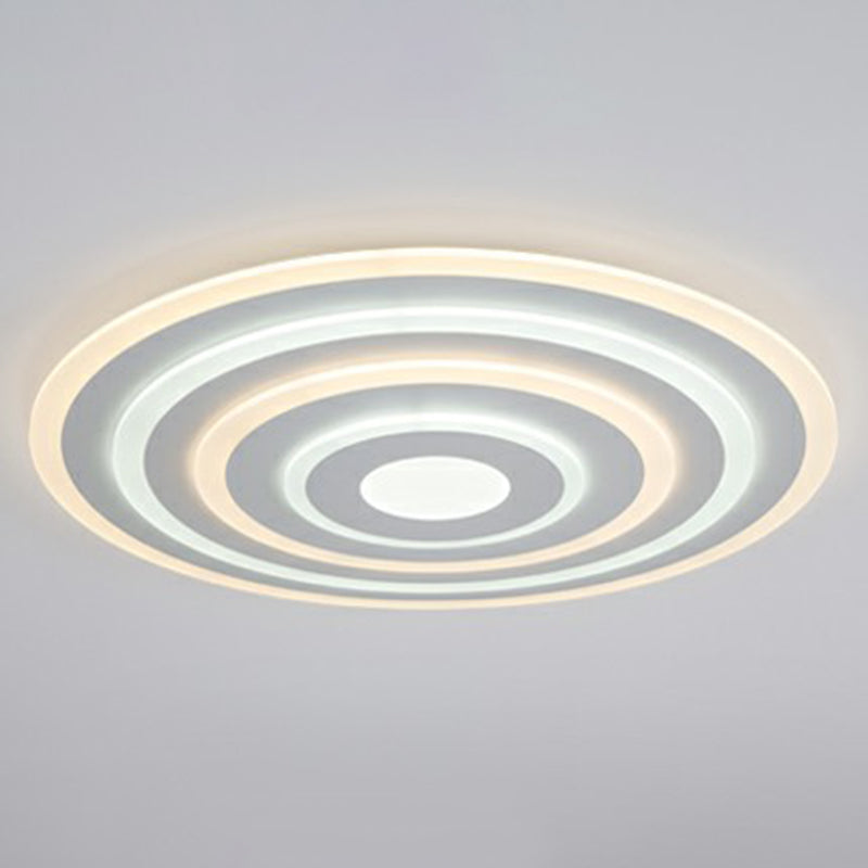 Simple Style Led Flush Ceiling Light For Bedroom - White Acrylic Round Flushmount / 16 Remote