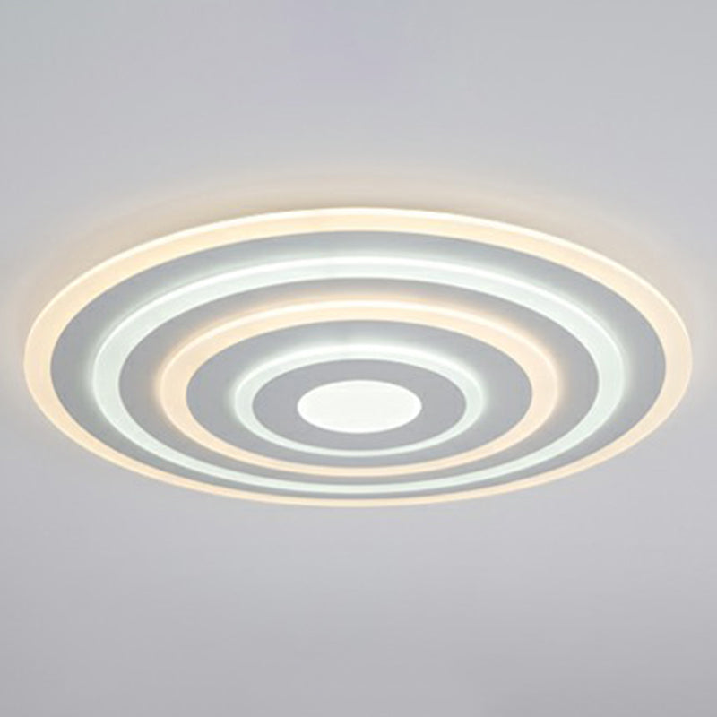Simple Style Led Flush Ceiling Light For Bedroom - White Acrylic Round Flushmount / 23.5 Remote