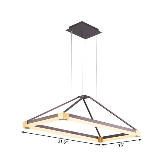 Modernist Led Pyramid Chandelier - White/Coffee 23.5’’/31.5’’/39’’ Wide Metal Ceiling