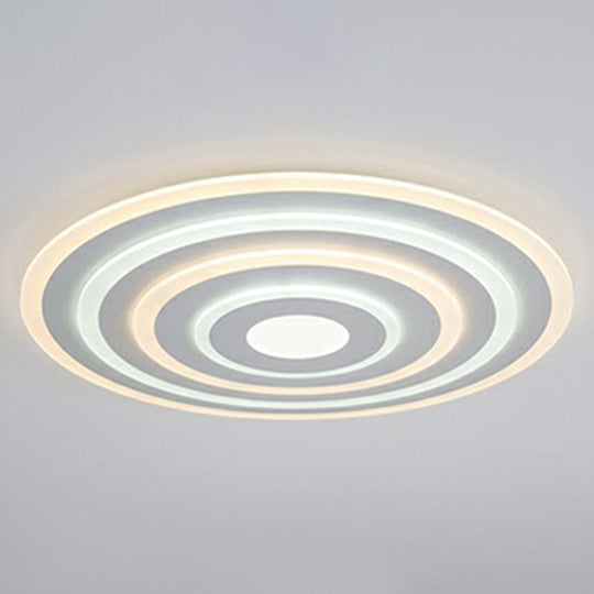 Simple Style Led Flush Ceiling Light For Bedroom - White Acrylic Round Flushmount / 31.5’ Remote