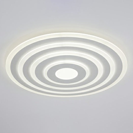 Simple Style Led Flush Ceiling Light For Bedroom - White Acrylic Round Flushmount / 16’ Natural