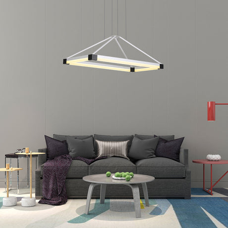 Modern Pyramid Chandelier - White/Coffee 23.5/31.5/39 Wide Led Metal Ceiling Pendant Fixture Warm