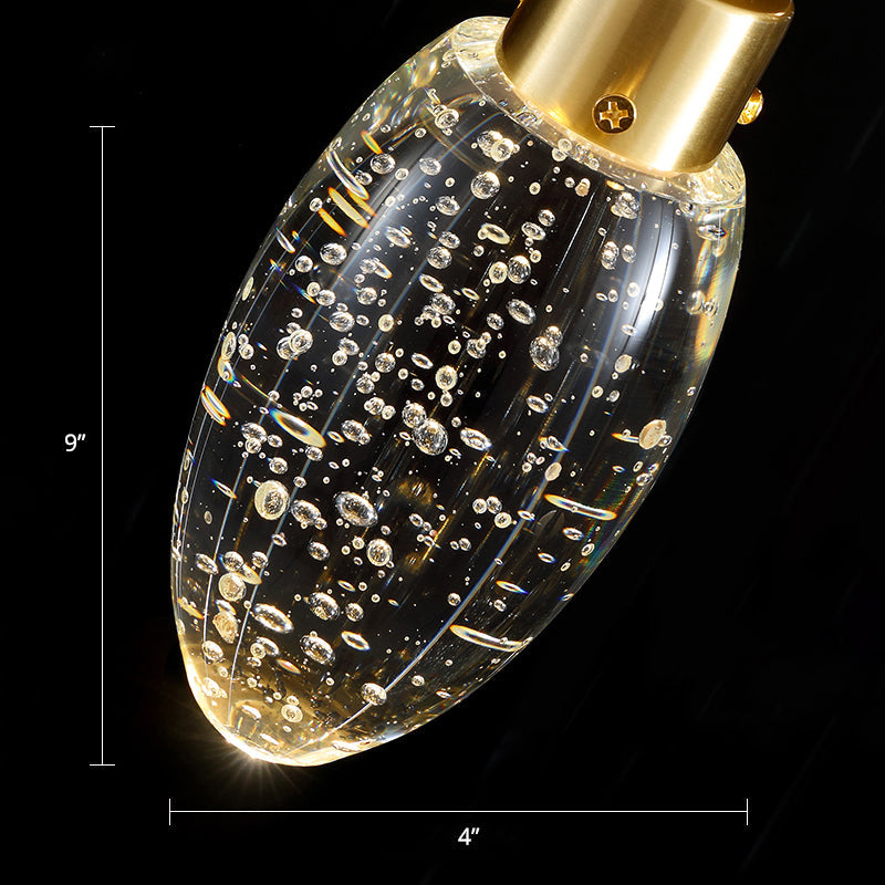 Golden Seedy Crystal Led Pendant Light For Bedroom - Simple Style Suspension Lamp