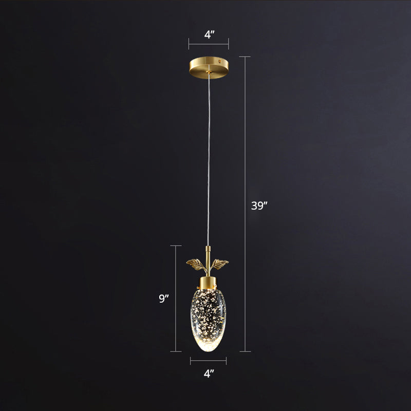 Golden Led Pendant Light With Seedy Crystal Fruit Design - Ideal For Bedroom