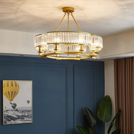Prismatic Crystal Chandelier - Modern Suspension Lighting For Living Room
