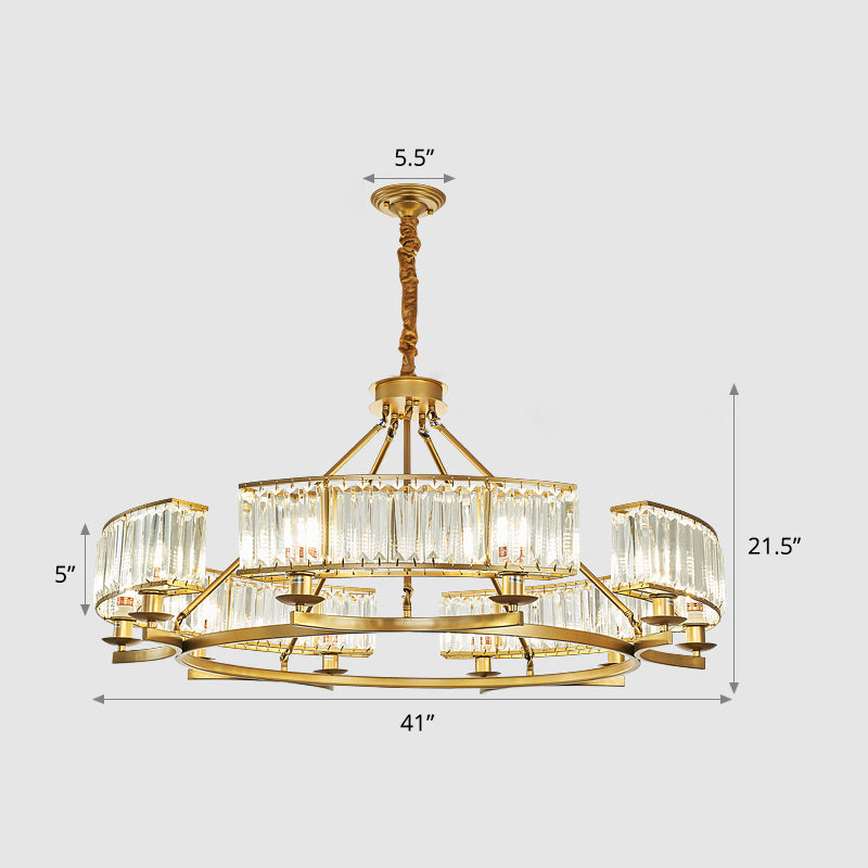 Prismatic Crystal Chandelier - Modern Suspension Lighting For Living Room 10 / Gold