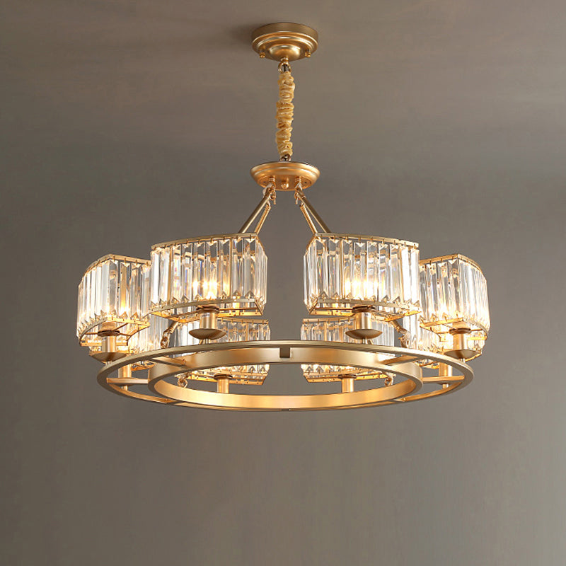 Modern Crystal Prism Pendant Chandelier - Gold Finish Hanging Light For Living Room 8 /