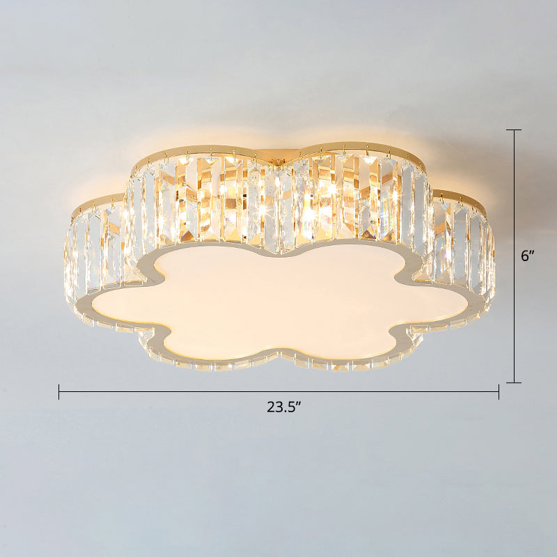 Geometric Crystal Led Flushmount Ceiling Light With Simple Champagne Style / 23.5’ Flower