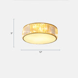 Modern Led Crystal Drum Flush Mount Ceiling Light Fixture For Bedrooms Gold / 12
