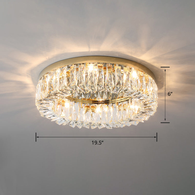 Beveled Cut Crystal Flush Mount Ceiling Light For Bedroom - Simple Style & Elegance Gold / 19.5’