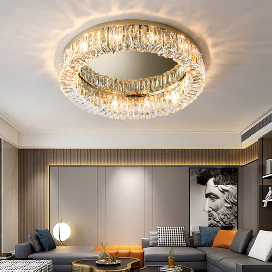 Circular Crystal Ceiling Light Fixture For Modern Living Room - Flush - Mount Design