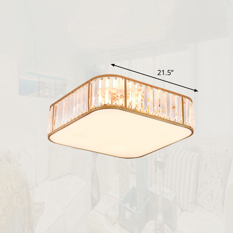 Minimalist Crystal Flush Mount Ceiling Light For Bedroom Gold / 21.5’
