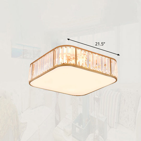 Minimalist Crystal Flush Mount Ceiling Light For Bedroom Gold / 21.5’