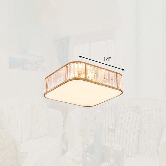 Minimalist Crystal Flush Mount Ceiling Light For Bedroom Gold / 14’