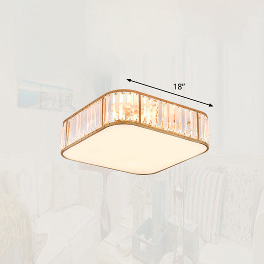 Minimalist Crystal Flush Mount Ceiling Light For Bedroom Gold / 18’