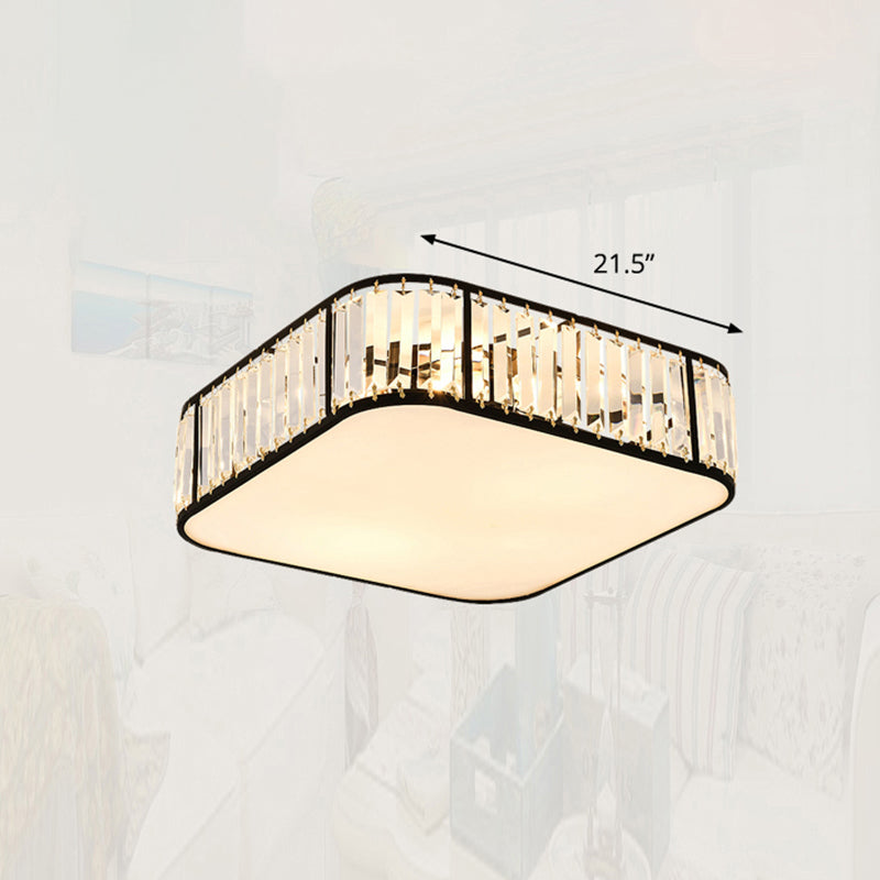 Minimalist Crystal Flush Mount Ceiling Light For Bedroom Black / 21.5’
