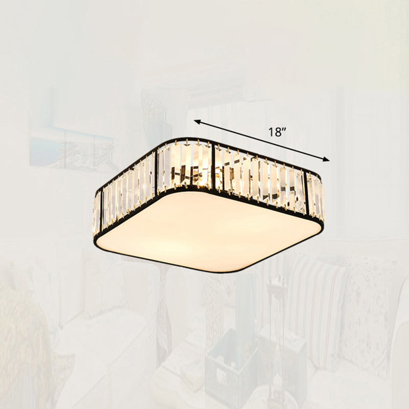 Minimalist Crystal Flush Mount Ceiling Light For Bedroom Black / 18’