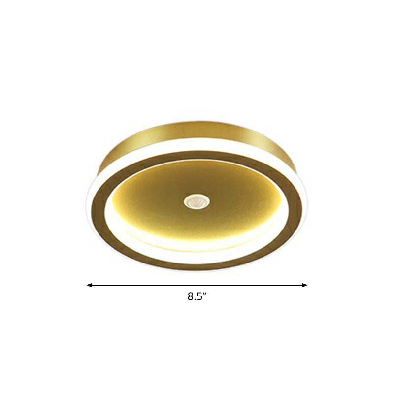 Sleek Geometric Led Ceiling Light - Minimalist Metal Flush Mount Fixture For Corridors Gold / Round