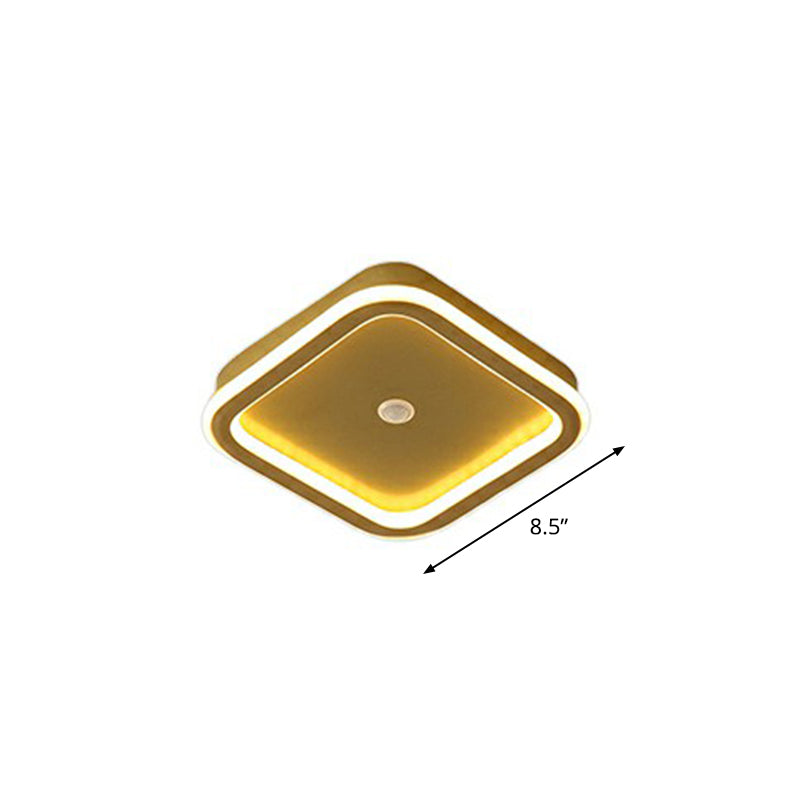 Sleek Geometric Led Ceiling Light - Minimalist Metal Flush Mount Fixture For Corridors Gold /
