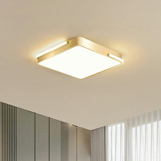 Minimalistic Metallic Geometric Led Ceiling Lamp In Brushed Gold Finish