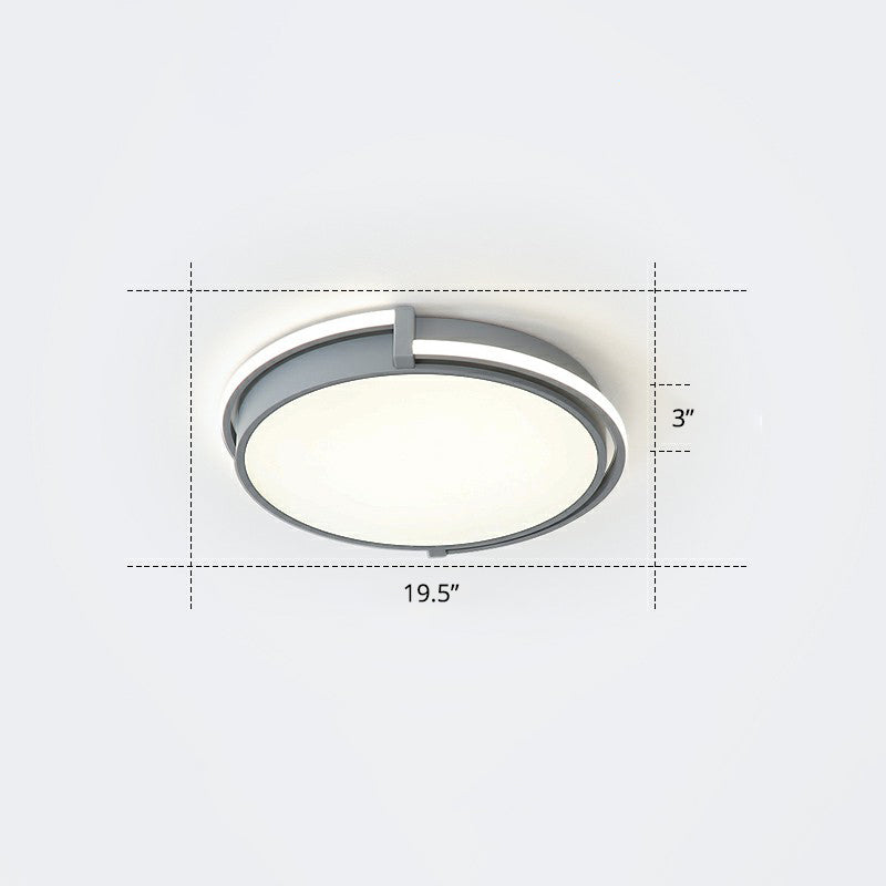 Nordic Circle Led Flush Mount Ceiling Light With Acrylic Diffuser Grey / 19.5 Warm