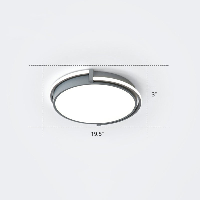 Nordic Circle Led Flush Mount Ceiling Light With Acrylic Diffuser Grey / 19.5 White