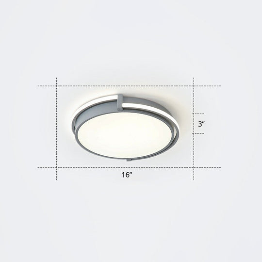 Nordic Circle Led Flush Mount Ceiling Light With Acrylic Diffuser Grey / 16 Warm