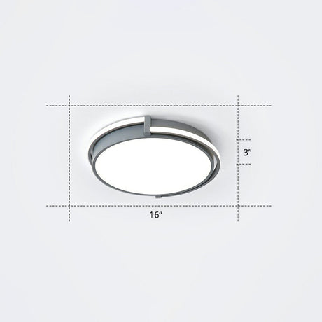 Nordic Circle Led Flush Mount Ceiling Light With Acrylic Diffuser Grey / 16 White
